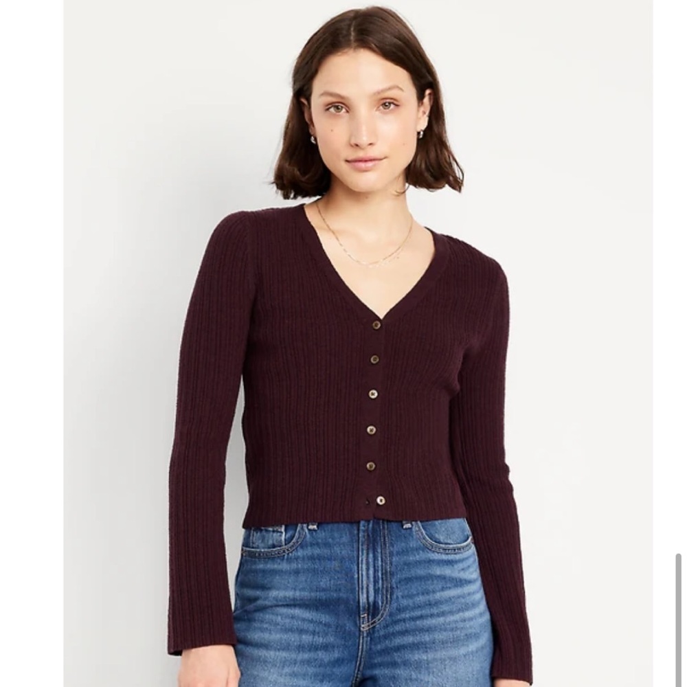 Old Navy Textured Boucle Cropped Cardigan in Boxwood NWT